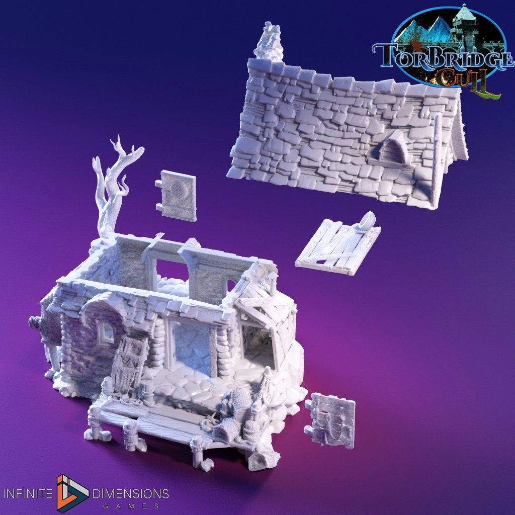 Fishing Shack Miniature Building - DnD, Wargaming, Model Train | Terrain | Town | Village | 28mm | House | Home | Market | Fisherman