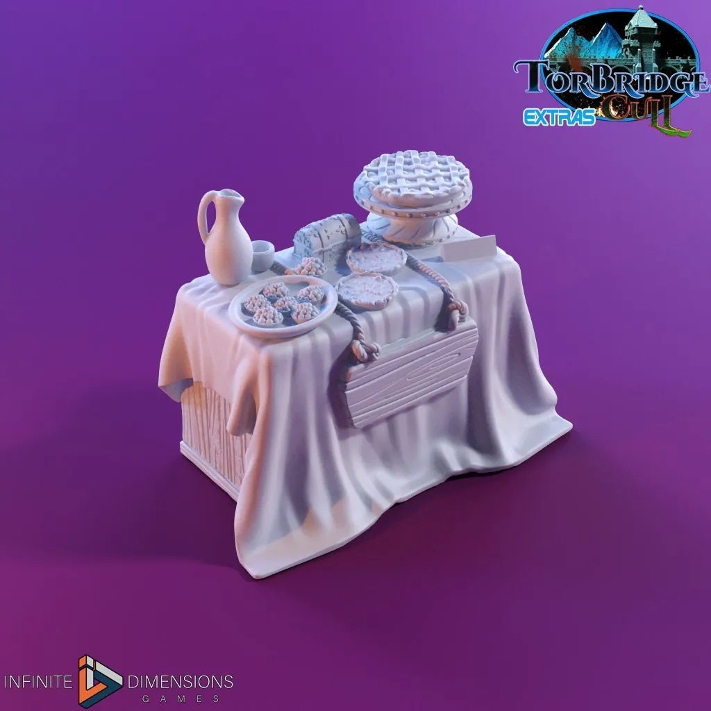 Linzer Torte Stand Miniature Building - DnD, Wargaming, Model Train | Terrain | Town | Village | Market Stall | Plaza | 28mm | Prop | Store
