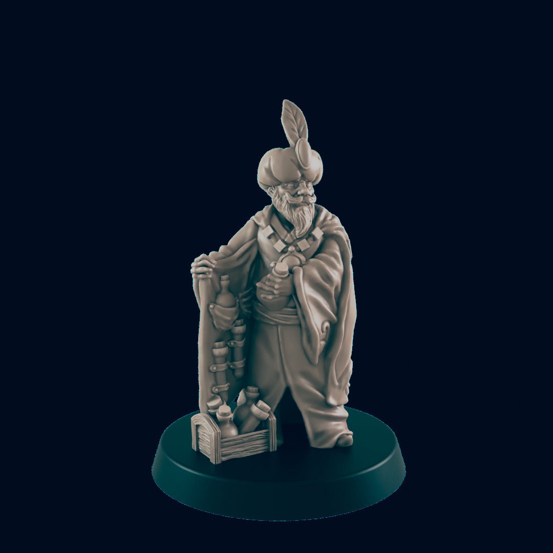 Human Male Alchemist - EC3D | DnD | Variant | Villager minis | peasant | shopkeeper | 32mm | Pathfinder | Merchant | TTRPG | Fantasy