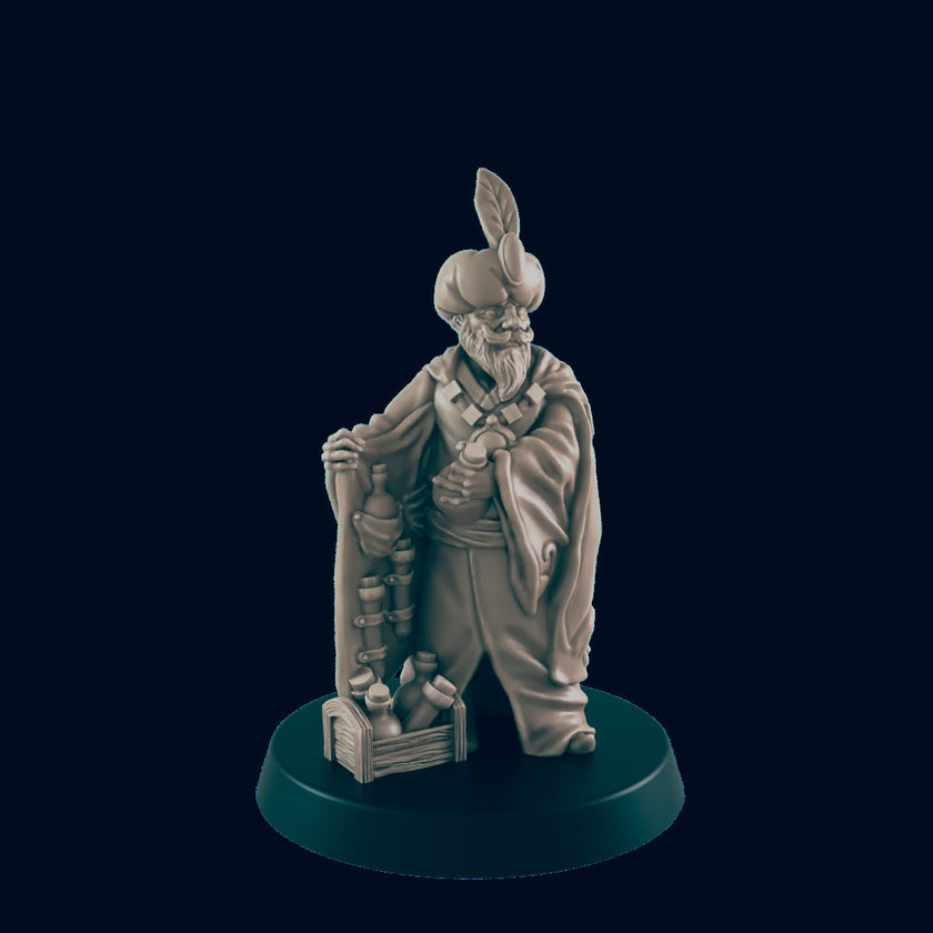 Human Male Alchemist - EC3D | DnD | Variant | Villager minis | peasant | shopkeeper | 32mm | Pathfinder | Merchant | TTRPG | Fantasy