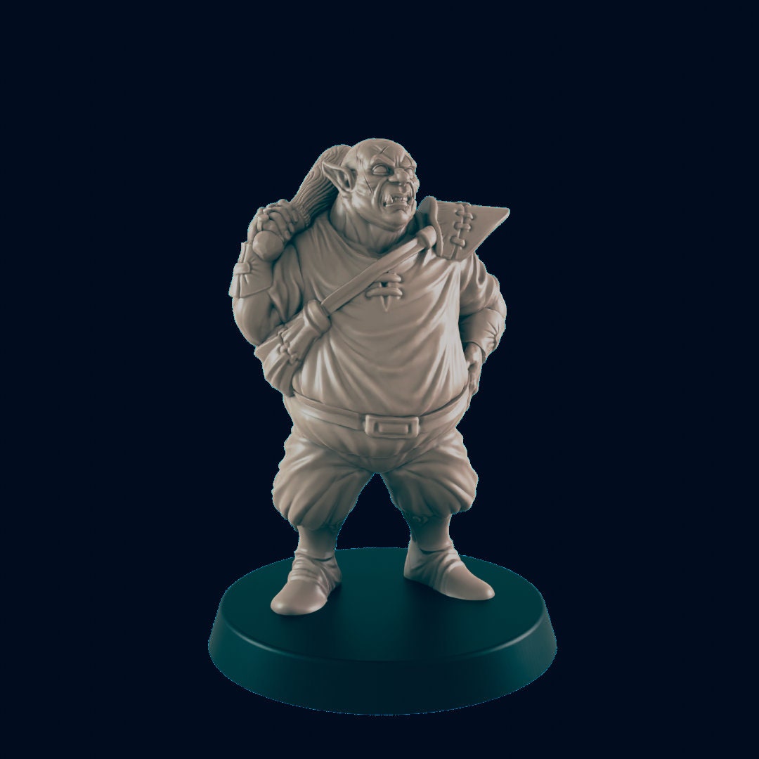 Orc Male Bouncer - EC3D | DnD | Villager minis | barkeep | PC/NPC | 32mm | Pathfinder | commoner | TTRPG | Wargaming | Frostgrave
