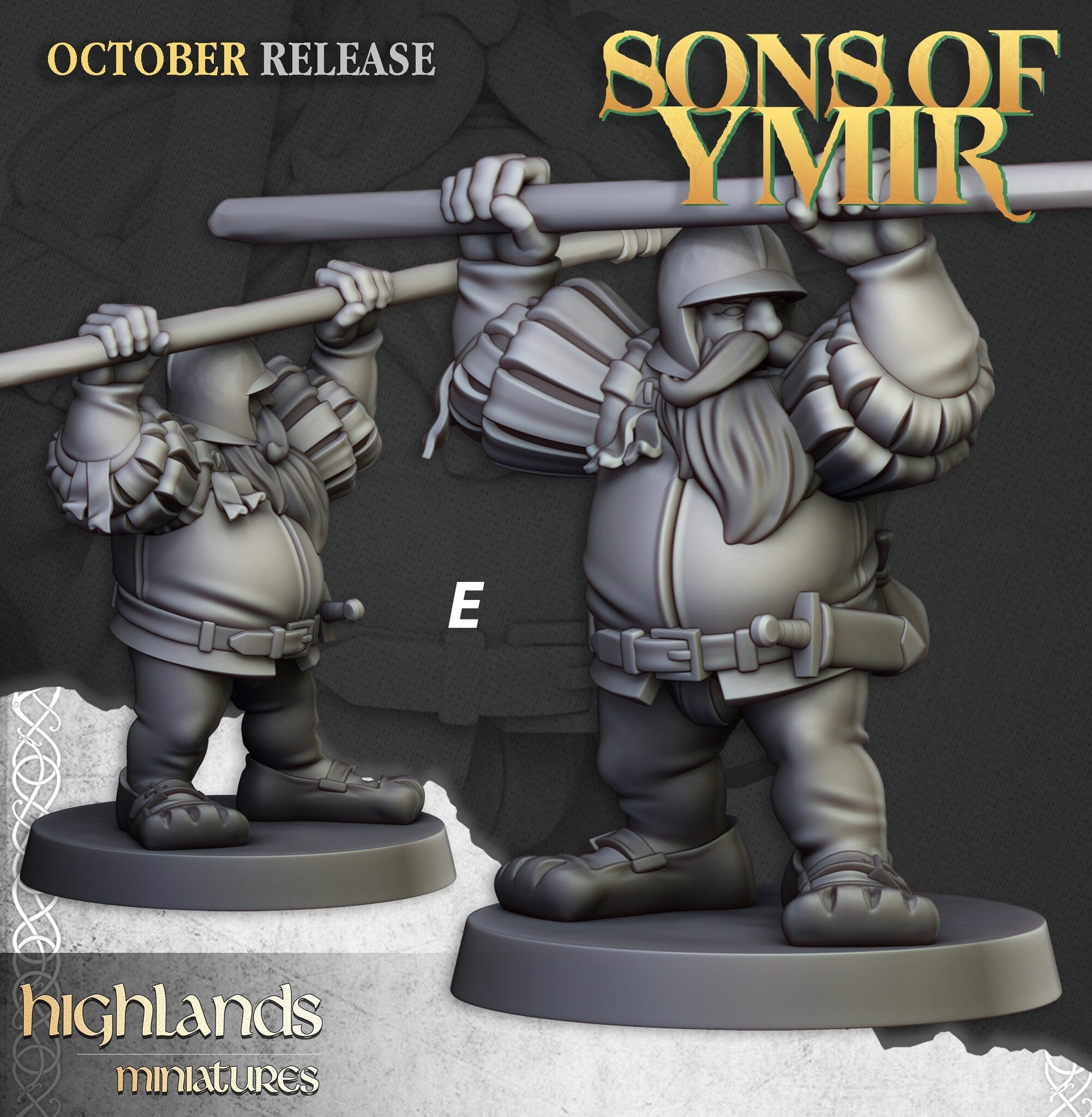 Dwarven Pikemen Set - Highland Miniature | DnD | Dwarf | melee unit | fighter | 32mm | Pathfinder | TTRPG | Wargaming | Frostgrave