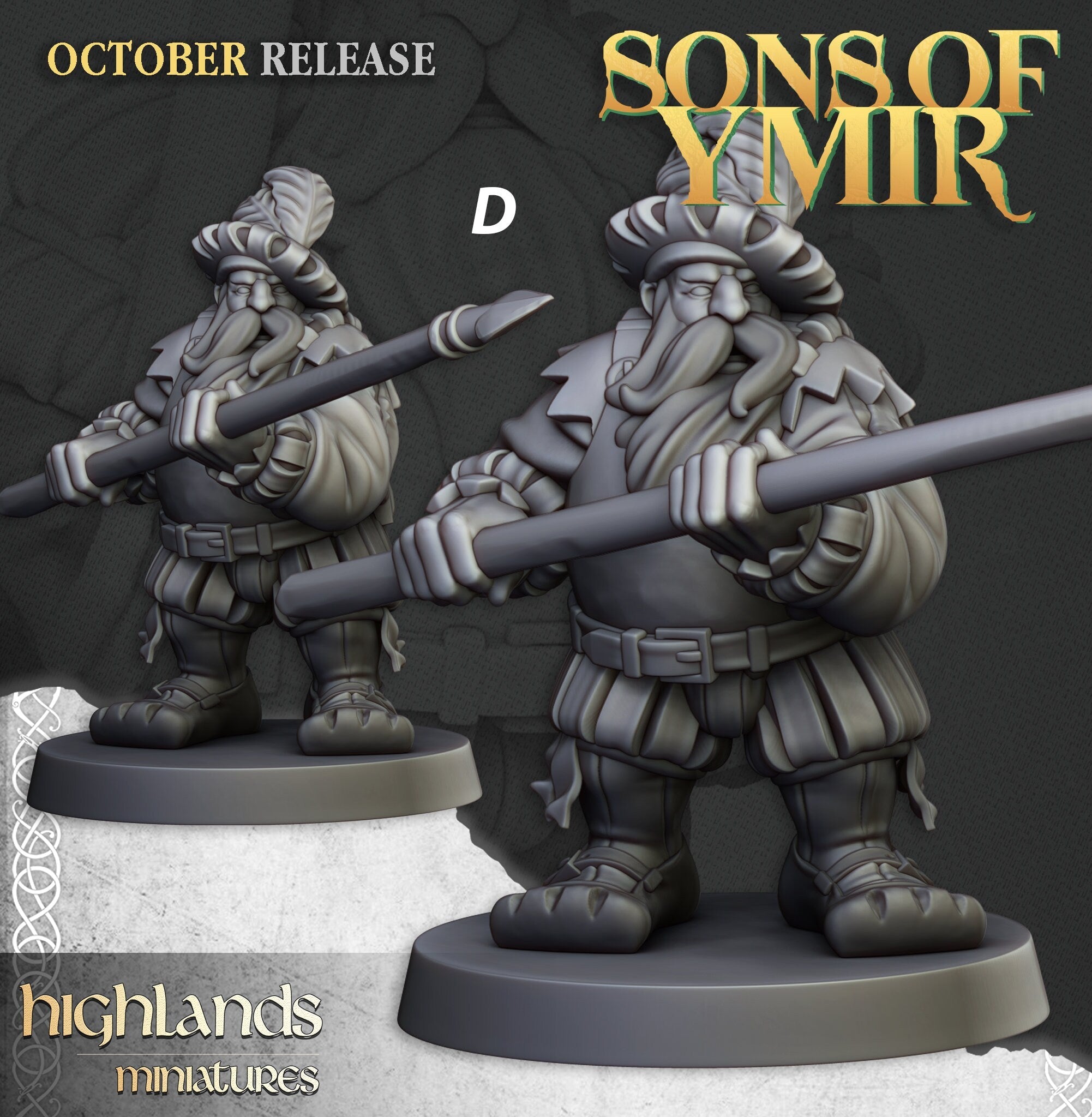 Dwarven Pikemen Set - Highland Miniature | DnD | Dwarf | melee unit | fighter | 32mm | Pathfinder | TTRPG | Wargaming | Frostgrave