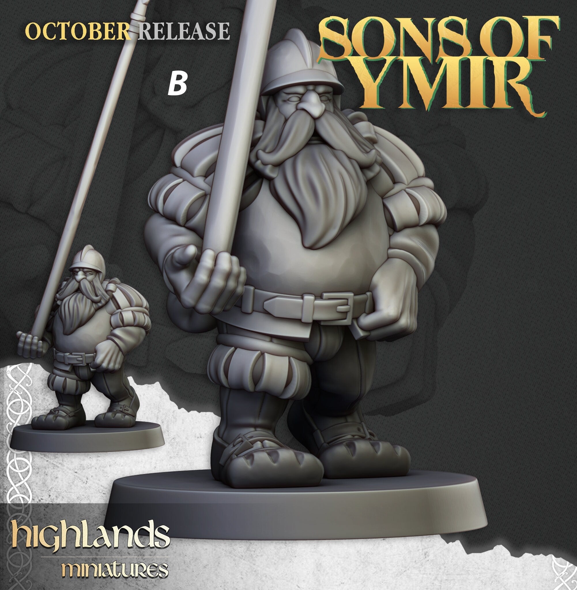 Dwarven Pikemen Set - Highland Miniature | DnD | Dwarf | melee unit | fighter | 32mm | Pathfinder | TTRPG | Wargaming | Frostgrave