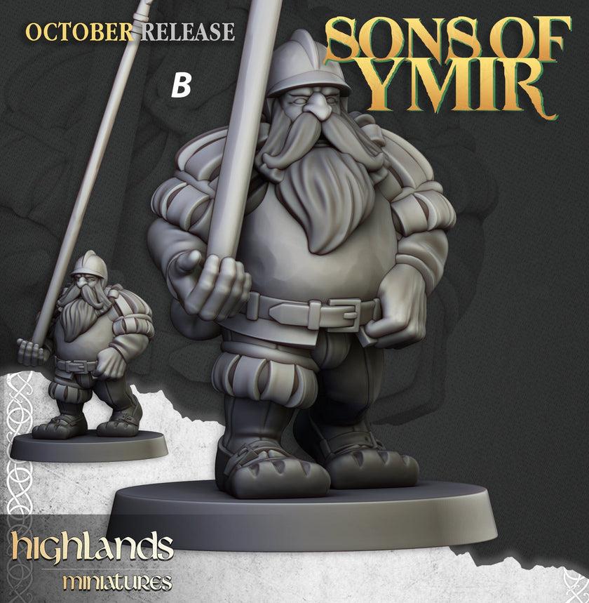 Dwarven Pikemen Set - Highland Miniature | DnD | Dwarf | melee unit | fighter | 32mm | Pathfinder | TTRPG | Wargaming | Frostgrave