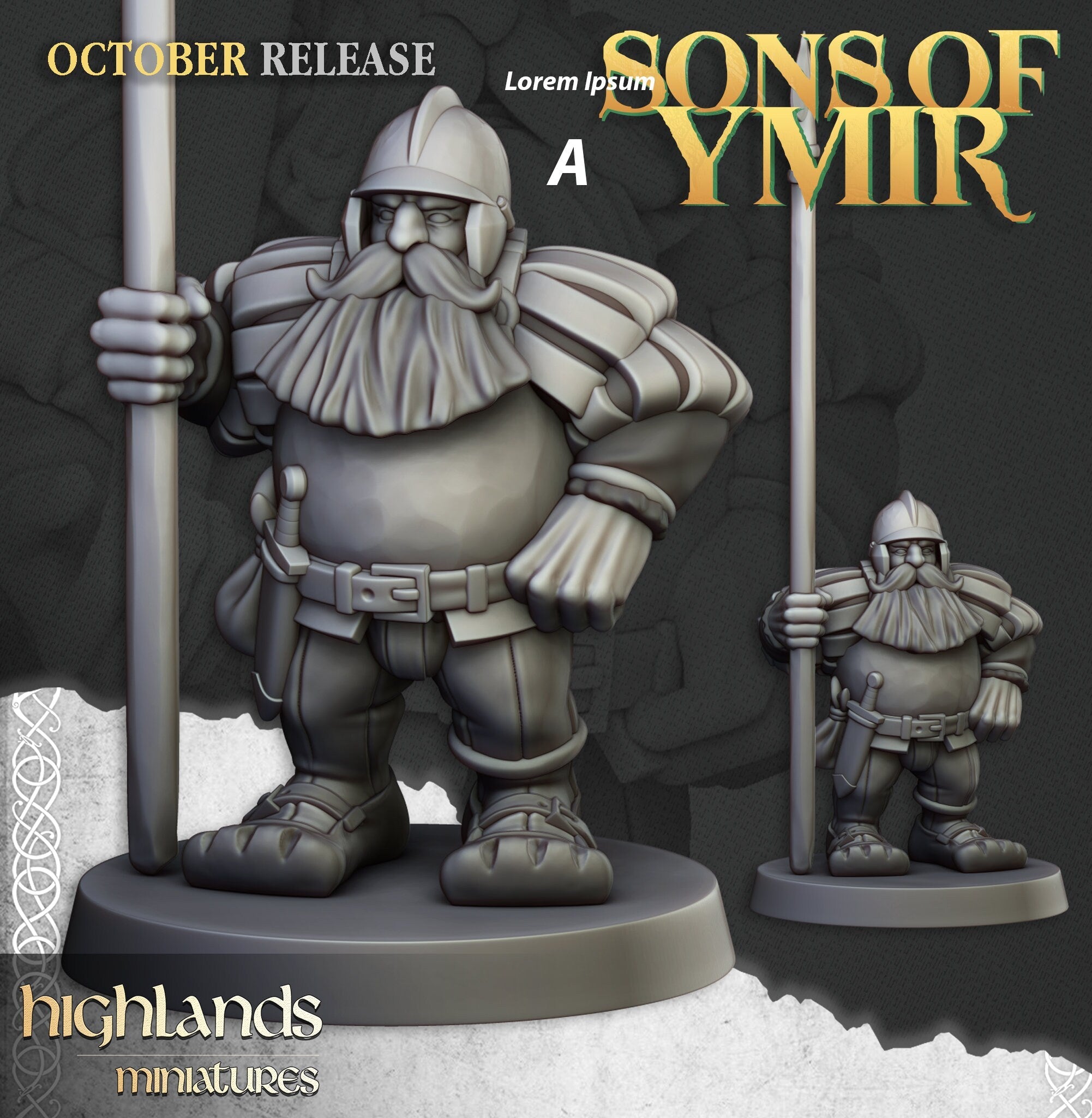 Dwarven Pikemen Set - Highland Miniature | DnD | Dwarf | melee unit | fighter | 32mm | Pathfinder | TTRPG | Wargaming | Frostgrave
