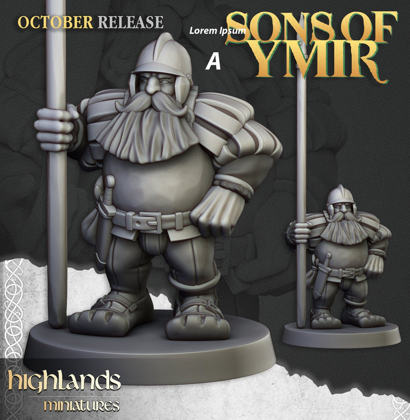 Dwarven Pikemen Set - Highland Miniature | DnD | Dwarf | melee unit | fighter | 32mm | Pathfinder | TTRPG | Wargaming | Frostgrave