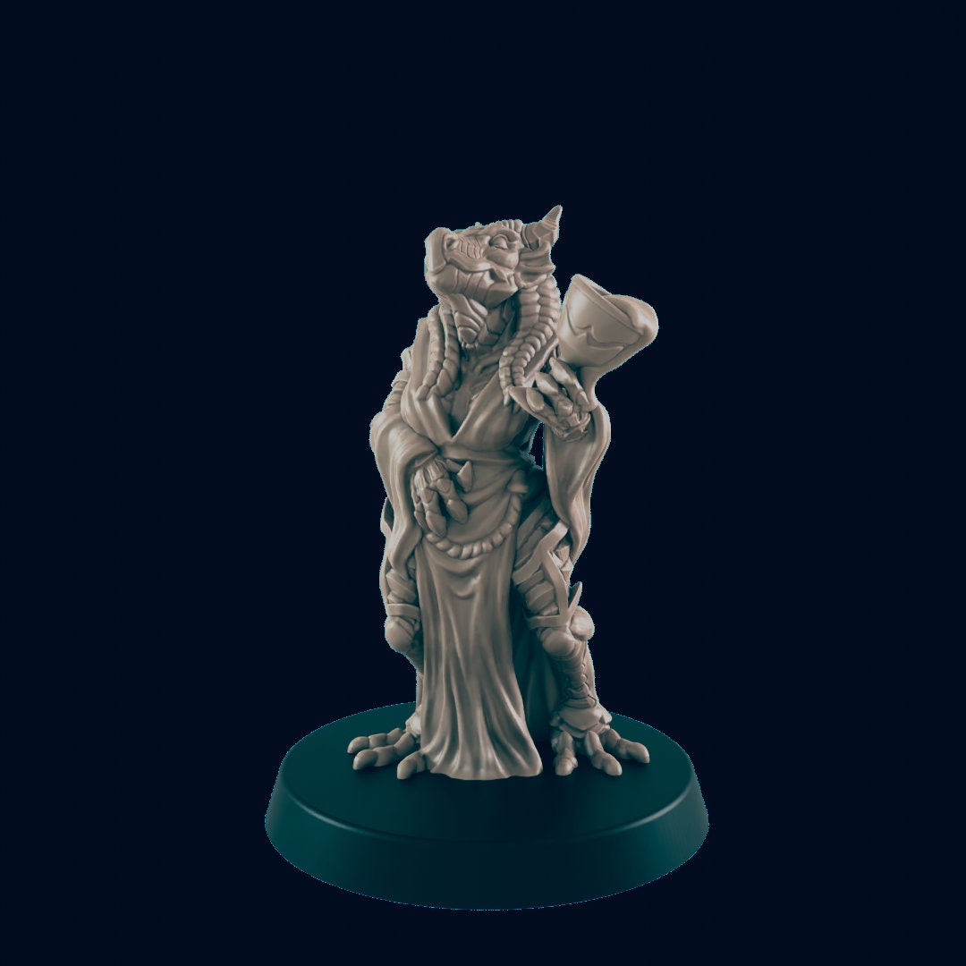 Dragonborn Female Noble - EC3D | DnD | Dragonborn | Villager minis | Commoner | 32mm | Pathfinder | Frostgrave | TTRPG | Wargaming