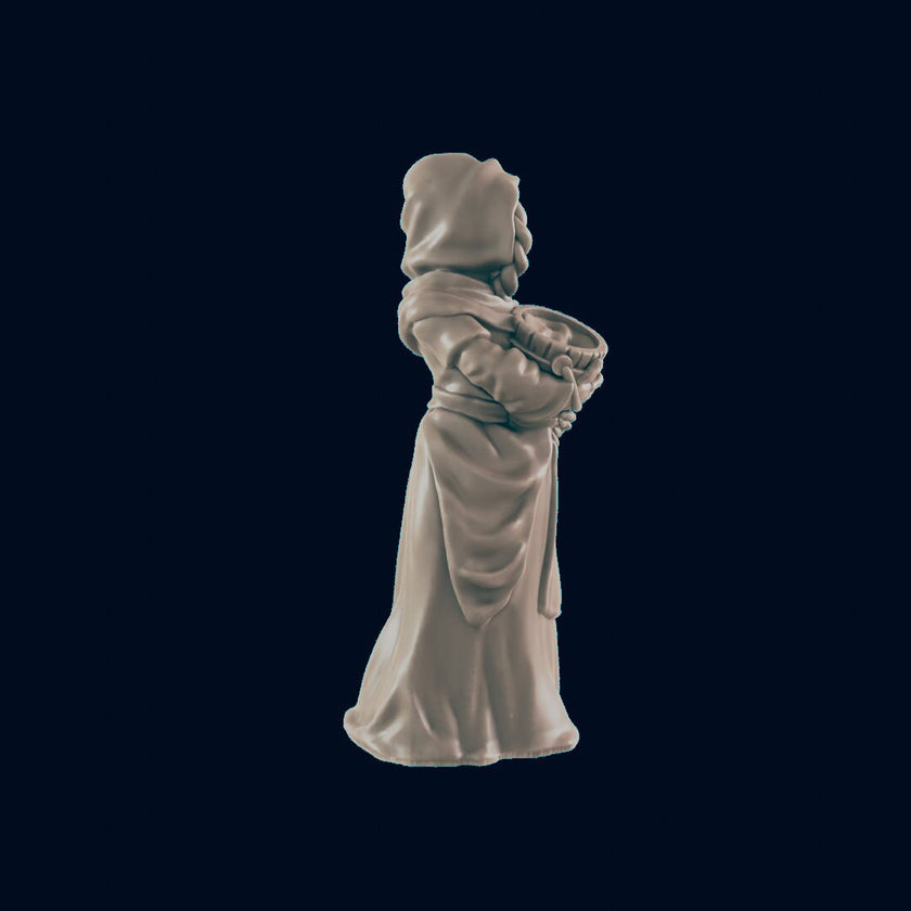 Human Female Washerwoman - EC3D | DnD | Variant | Villager minis | peasant | Innkeeper | 32mm | Pathfinder | commoner | TTRPG | Wargaming