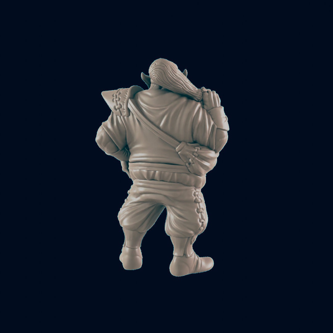 Orc Male Bouncer - EC3D | DnD | Villager minis | barkeep | PC/NPC | 32mm | Pathfinder | commoner | TTRPG | Wargaming | Frostgrave