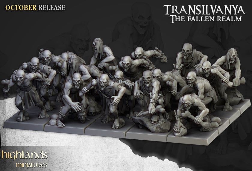 Ghoul Set - Highland Miniatures | DnD | Undead | Zombie | 32mm | Pathfinder | Graveyard | TTRPG | Wargaming | Frostgrave | Transylvania