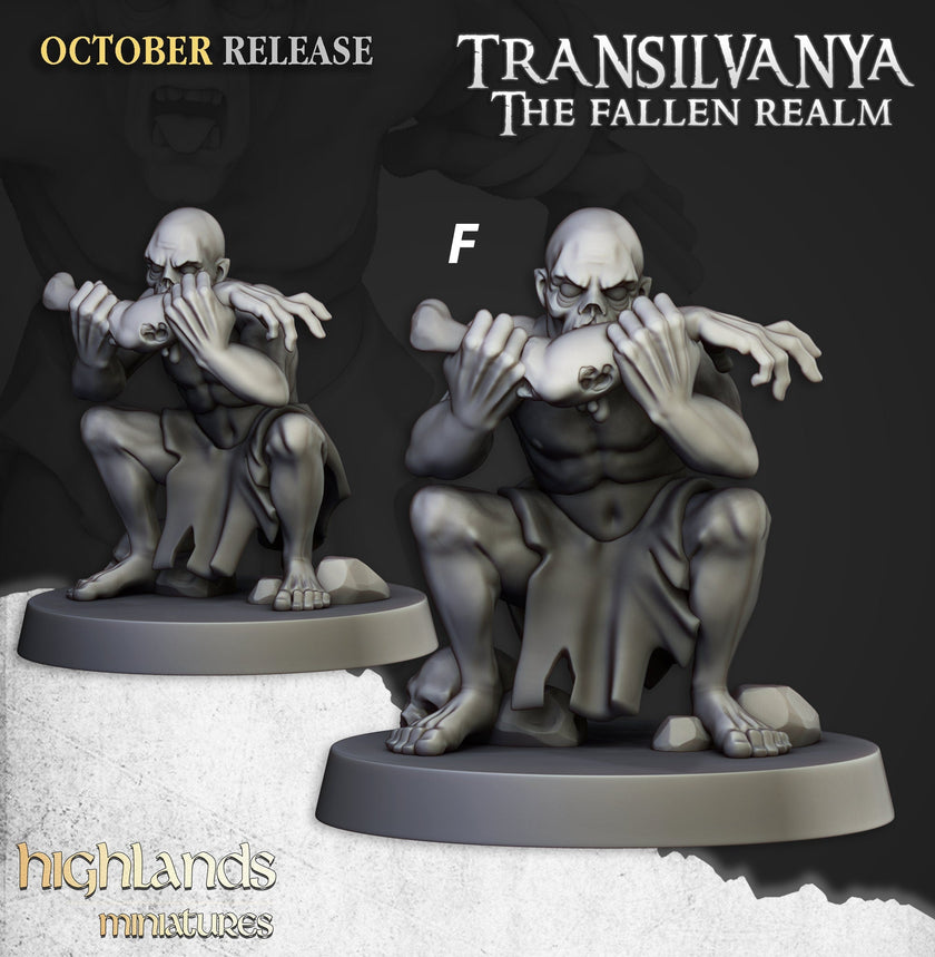 Ghoul Set - Highland Miniatures | DnD | Undead | Zombie | 32mm | Pathfinder | Graveyard | TTRPG | Wargaming | Frostgrave | Transylvania