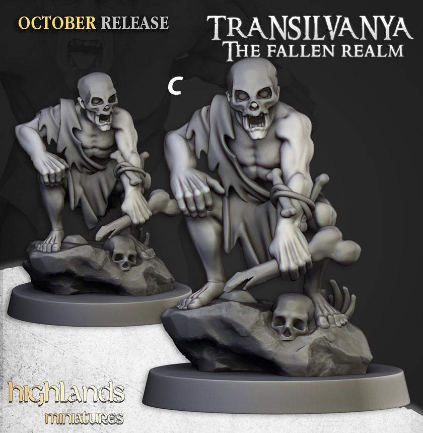 Ghoul Set - Highland Miniatures | DnD | Undead | Zombie | 32mm | Pathfinder | Graveyard | TTRPG | Wargaming | Frostgrave | Transylvania