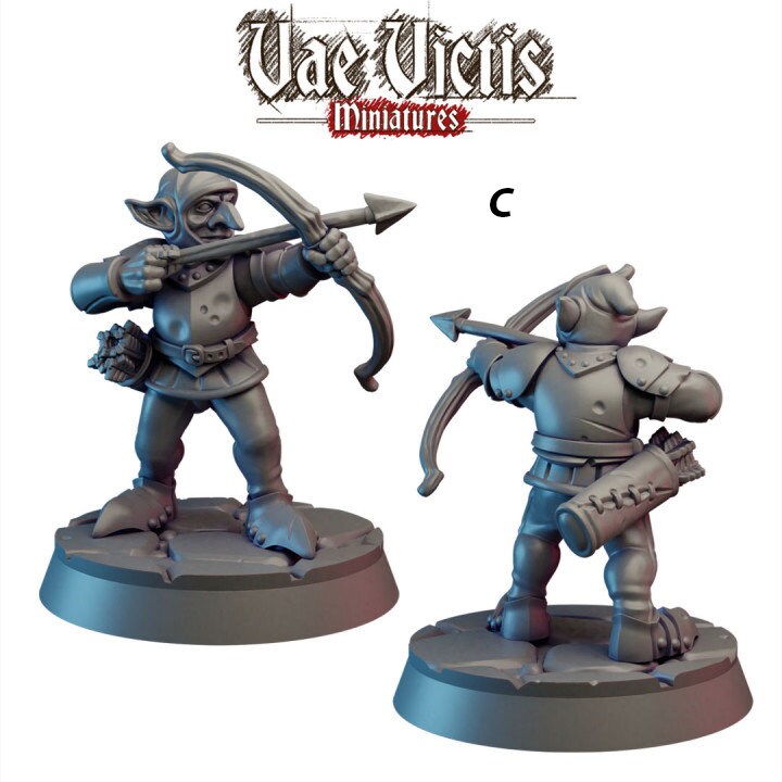 Armed Goblin Guards - Vae Victis | DnD | Goblin | monster| melee | Archer | 32mm | Pathfinder | TTRPG | Wargaming | Frostgrave