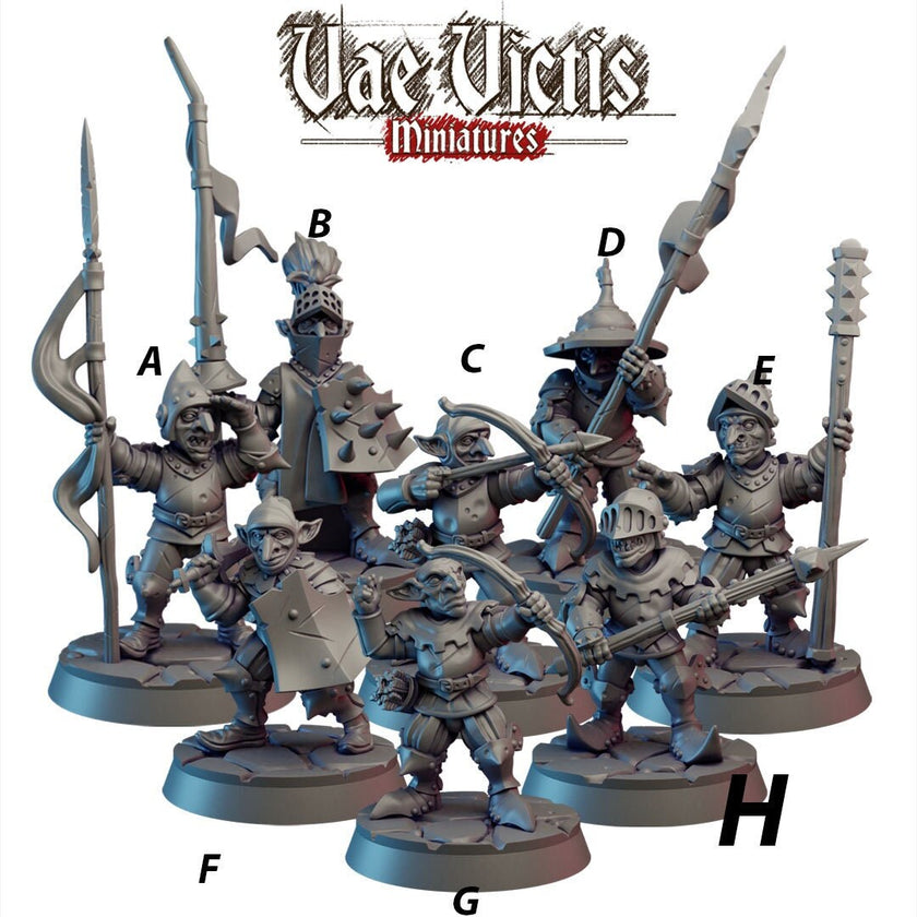 Armed Goblin Guards - Vae Victis | DnD | Goblin | monster| melee | Archer | 32mm | Pathfinder | TTRPG | Wargaming | Frostgrave
