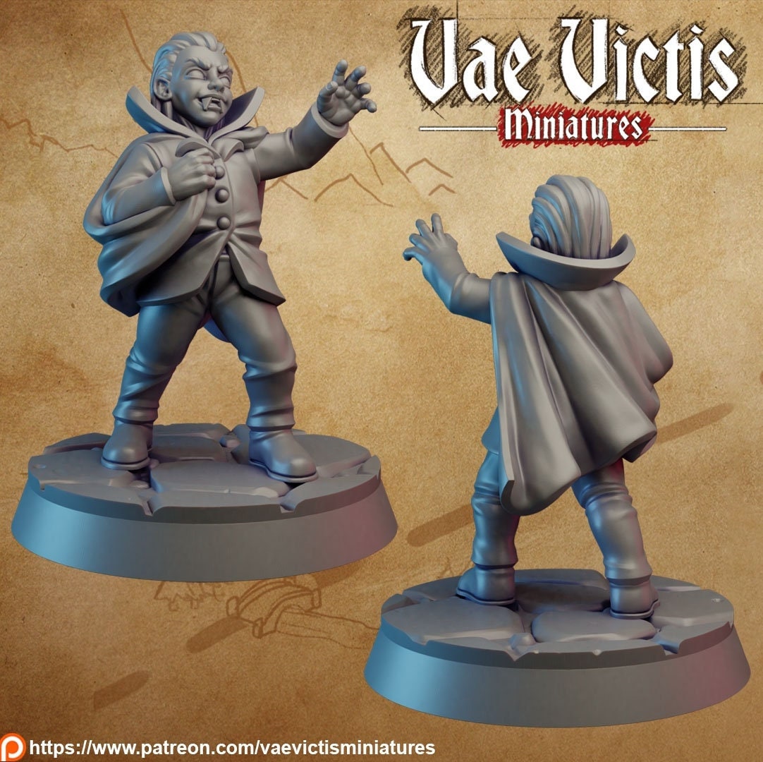 Vampire costume kid - Vae Victis Miniature | DnD | child | monster| villager | commoner | 32mm | Pathfinder | TTRPG | Wargaming | Frostgrave