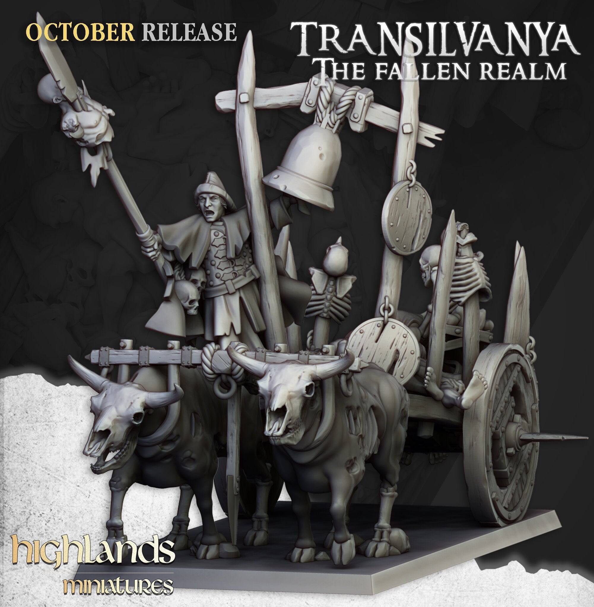 Corpse Cart - Highland Miniature | DnD | Undead | melee | 32mm | Pathfinder | Graveyard | TTRPG | Wargaming | Frostgrave