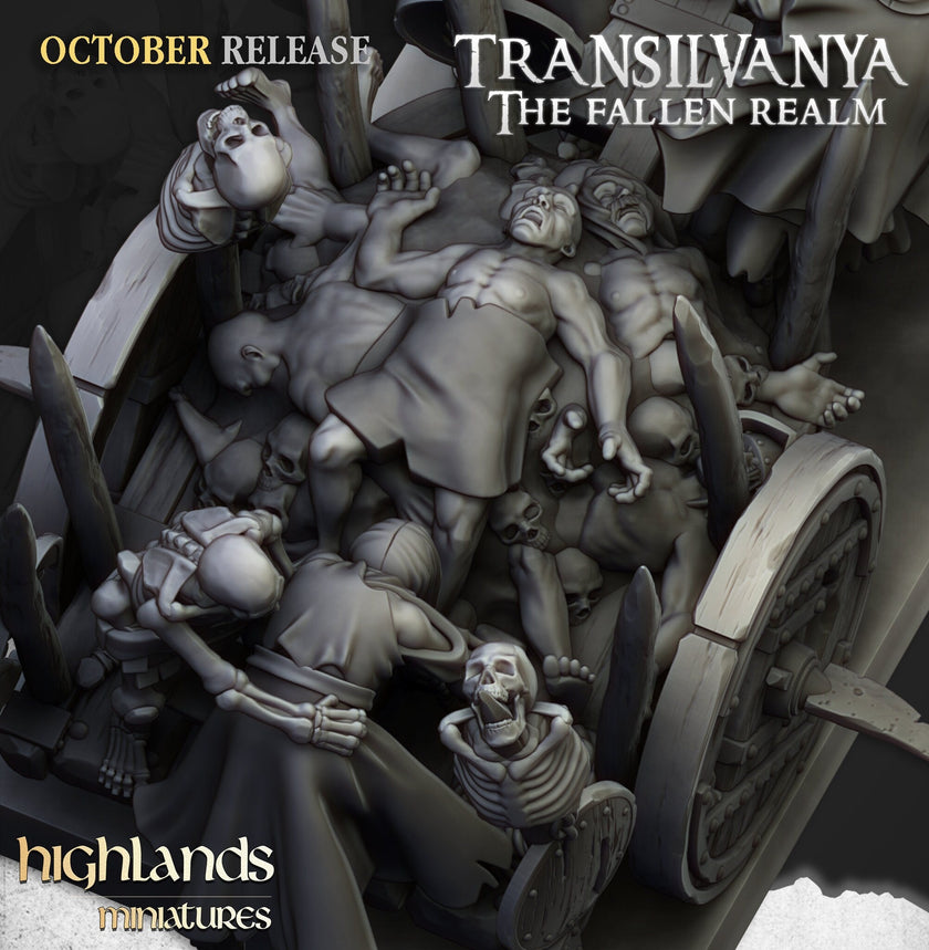 Corpse Cart - Highland Miniature | DnD | Undead | melee | 32mm | Pathfinder | Graveyard | TTRPG | Wargaming | Frostgrave