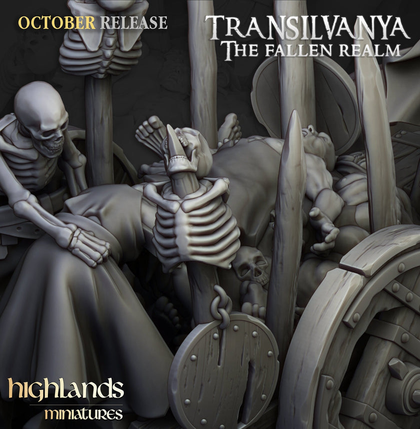 Corpse Cart - Highland Miniature | DnD | Undead | melee | 32mm | Pathfinder | Graveyard | TTRPG | Wargaming | Frostgrave