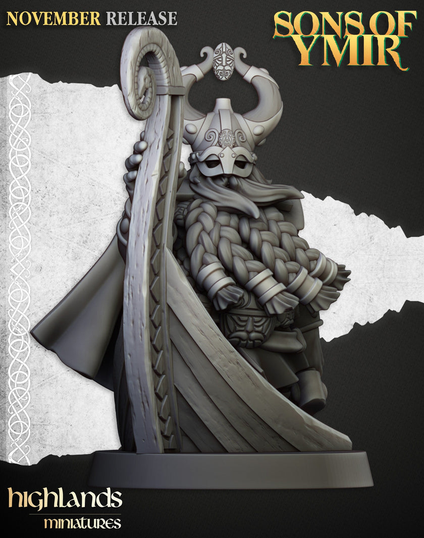 Dwarven Sea Lord - Highland Miniature | DnD | Dwarf | melee unit | fighter | 32mm | Pathfinder | TTRPG | Wargaming | Fantasy