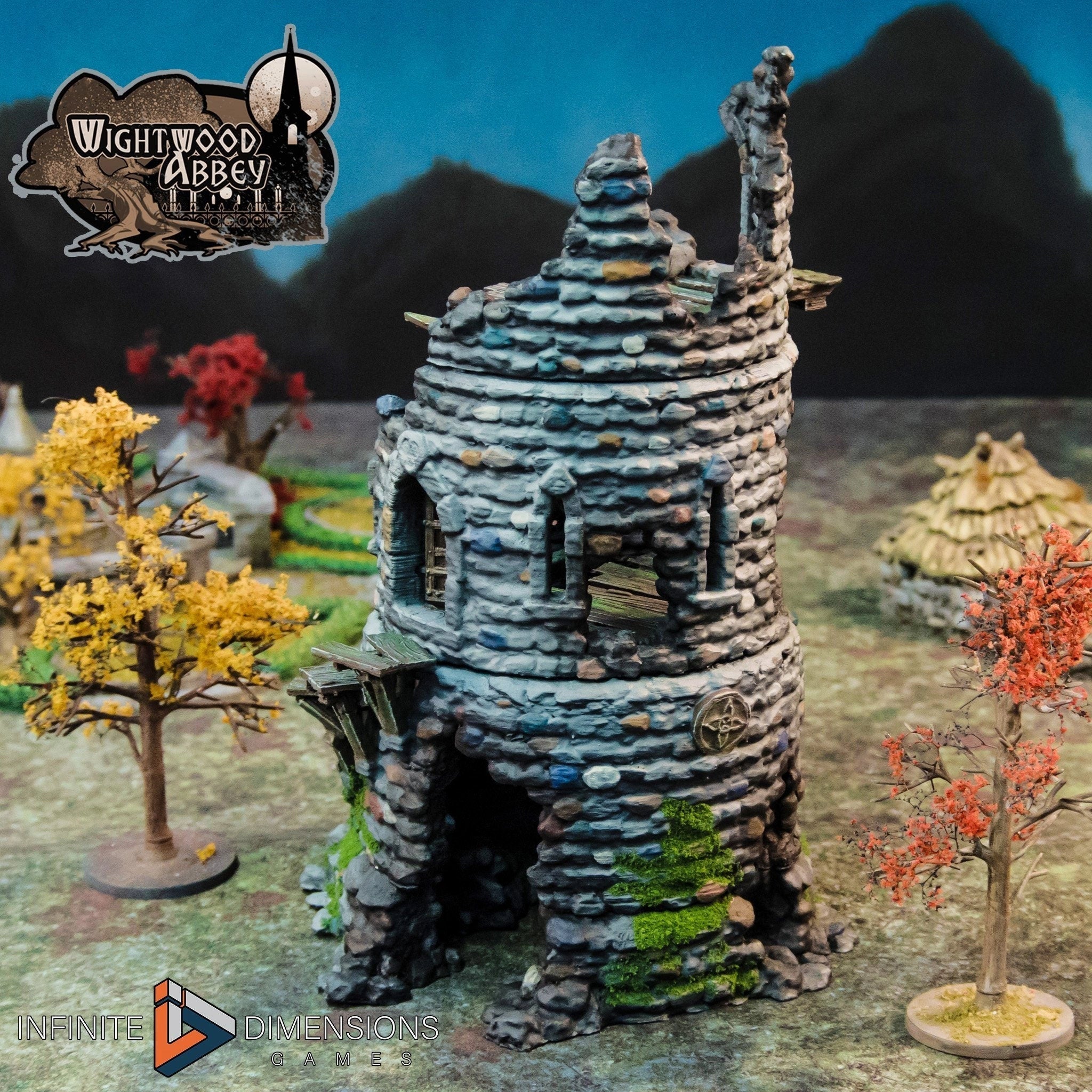 Ruined Rookery Tower - Whitewood Abbey Set | Diorama | DnD | Wargaming | Building | Village | Town - High Quality 3D Printed, 15mm 28mm 32mm