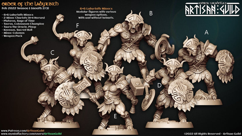 Labyrinth Minocs - Artisan Guild | Minotaur | Barbarian | Male | Female | Fantasy | Fighter | Bull | Frostgrave | DnD | Pathfinder