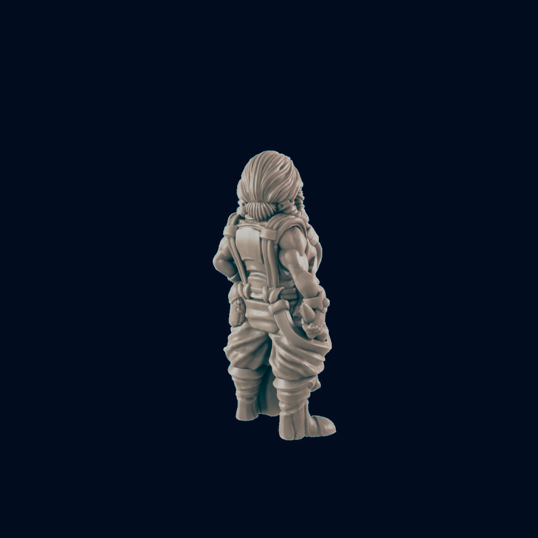 Dwarven Female Blacksmith - EC3D | DnD | Smithy | Villager | Merchant | Female | 32mm | Pathfinder | commoner | TTRPG | Wargaming
