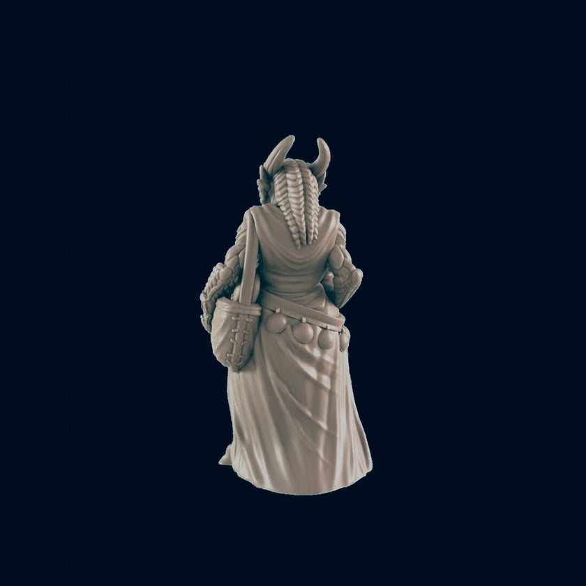 Dragonborn Female Shopper - EC3D | DnD | Dragon | Female | Villager | Peasant | 32mm | Pathfinder | commoner | TTRPG | Wargaming