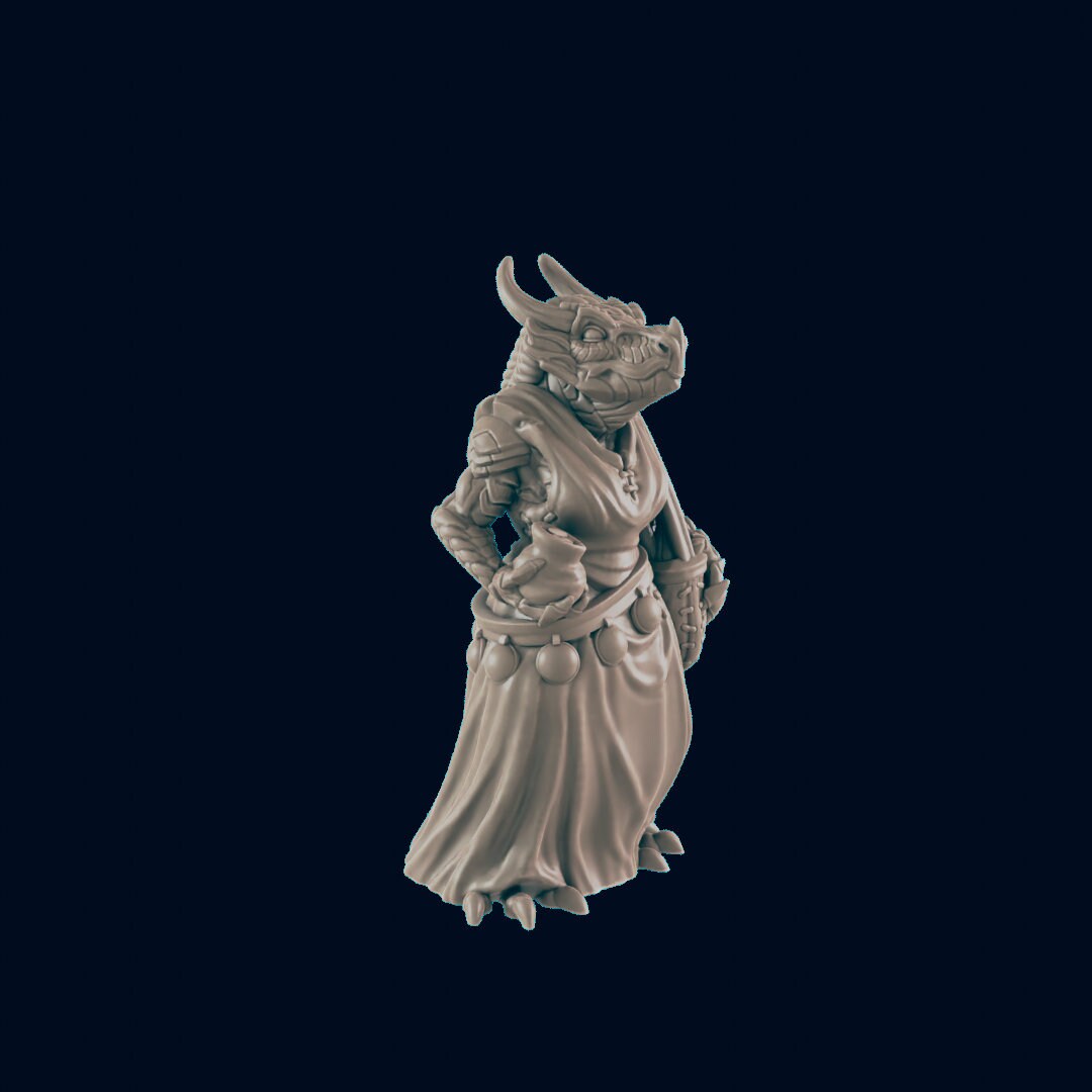 Dragonborn Female Shopper - EC3D | DnD | Dragon | Female | Villager | Peasant | 32mm | Pathfinder | commoner | TTRPG | Wargaming