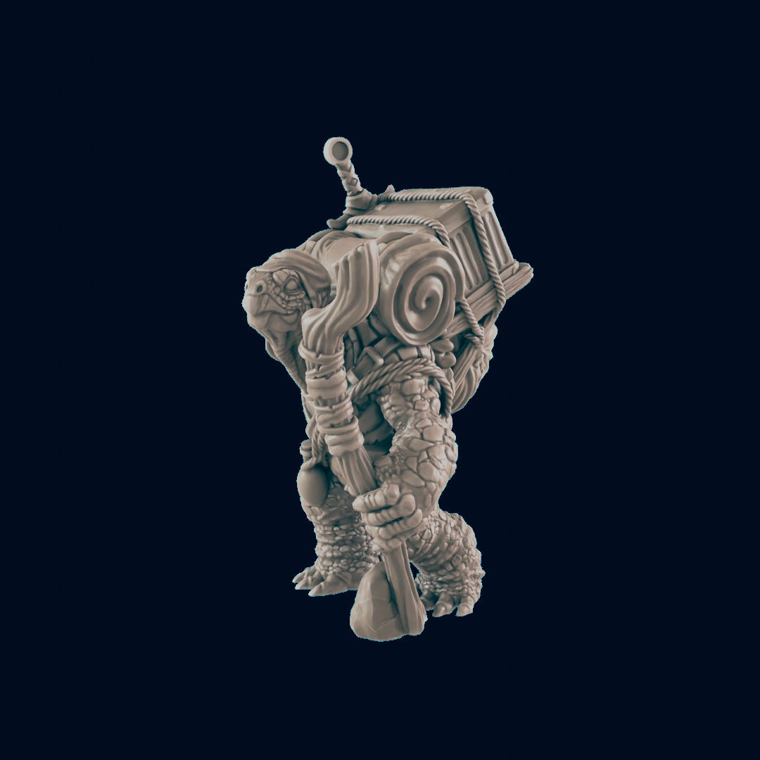 Turtlefolk Traveller - EC3D | DnD | Male | Villager | Tortle | Adventurer | 32mm | Pathfinder | commoner | TTRPG | Wargaming |