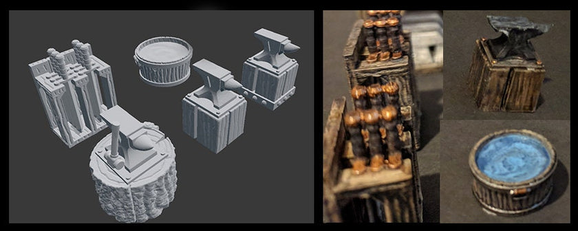 Blacksmith and Forge Scatter - Heroes Hoard | DnD | Tabletop Terrain | Medieval | Scenery | 32mm | Pathfinder | TTRPG | Wargaming