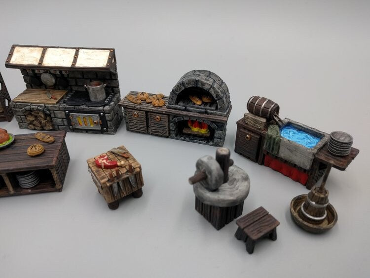Inn and Tavern Scatter Set 2 - Kitchen - Heroes Hoard | DnD | Tabletop Terrain | Medieval | 32mm | Pathfinder | TTRPG | Wargaming