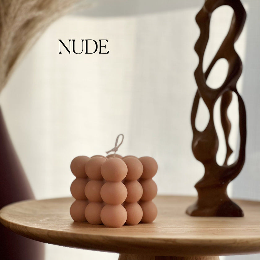 Bubble Cube Candle: Decorative Soy Wax Pillar, Handmade