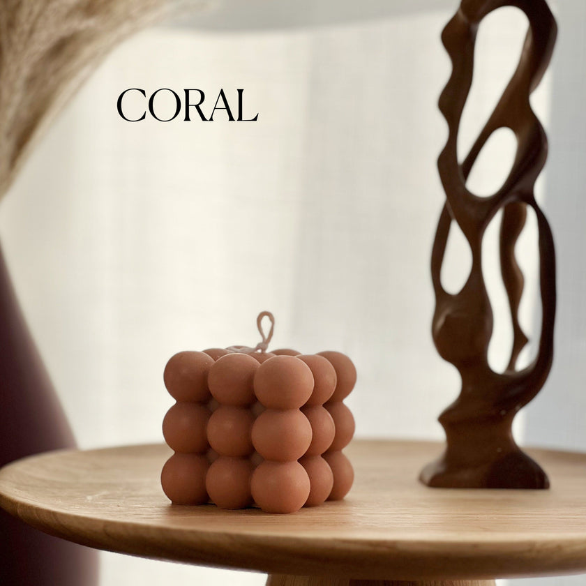 Bubble Cube Candle: Decorative Soy Wax Pillar, Handmade