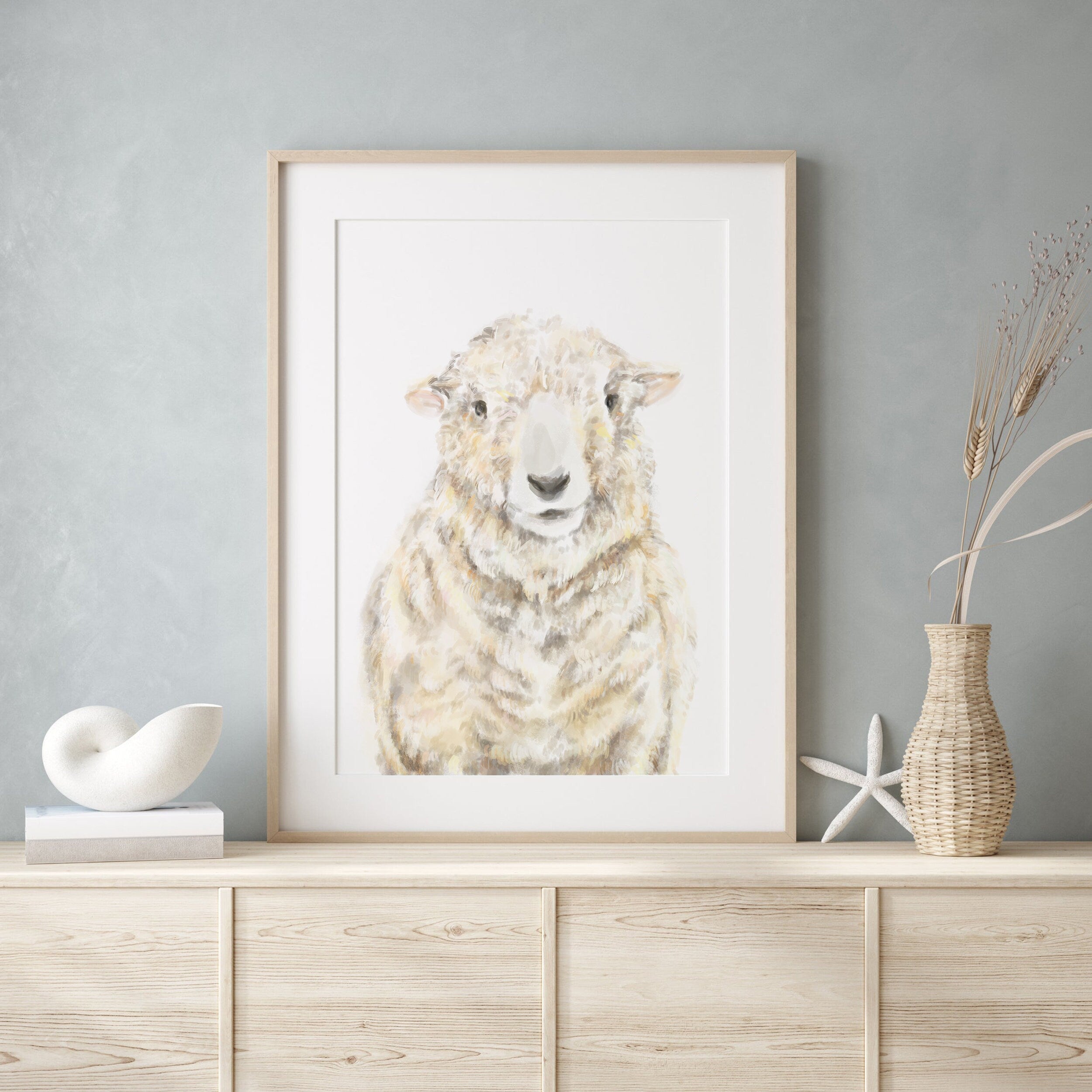 Farmhouse Sheep Art Print -