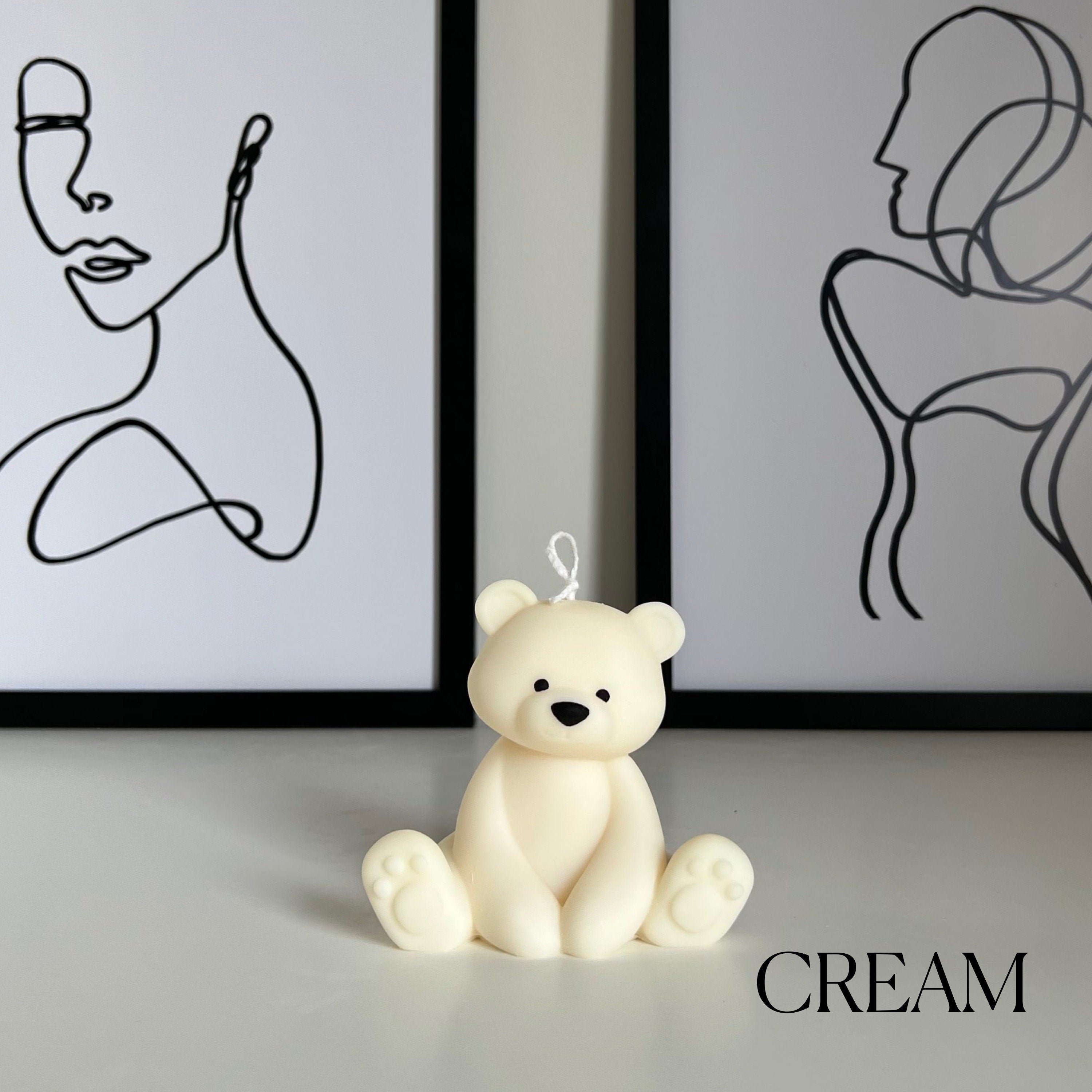 Teddy Bear Candle | Decorative Soy Wax Pillar, Nursery Decor
