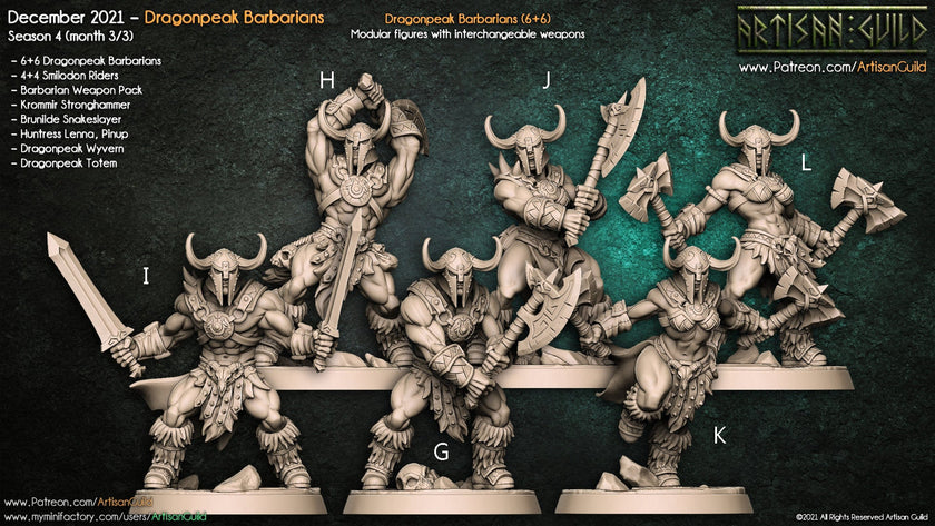 Dragonpeak Barbarians - Artisan Guild | Barbarian | Fighter | Male | Female | Fantasy | Melee | Frostgrave | DnD | Pathfinder