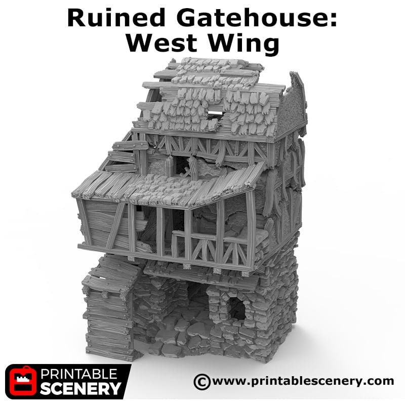 Ruined Gatehouse West Wing - Shadowfey Ruins, DnD, Pathfinder 15mm, 28mm, 32mm, wargaming scenery, tabletop terrain, building