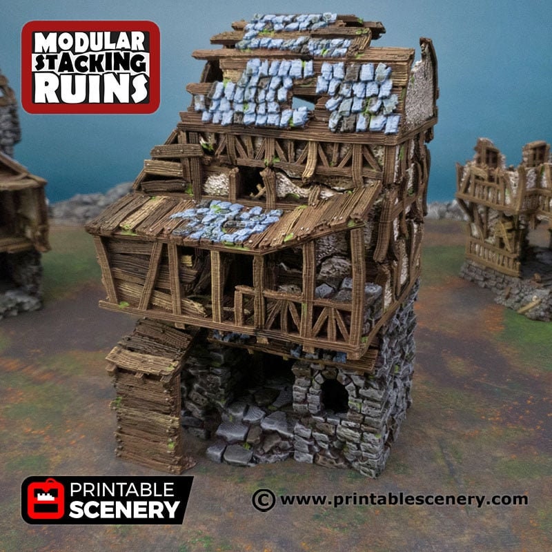 Ruined Gatehouse West Wing - Shadowfey Ruins, DnD, Pathfinder 15mm, 28mm, 32mm, wargaming scenery, tabletop terrain, building