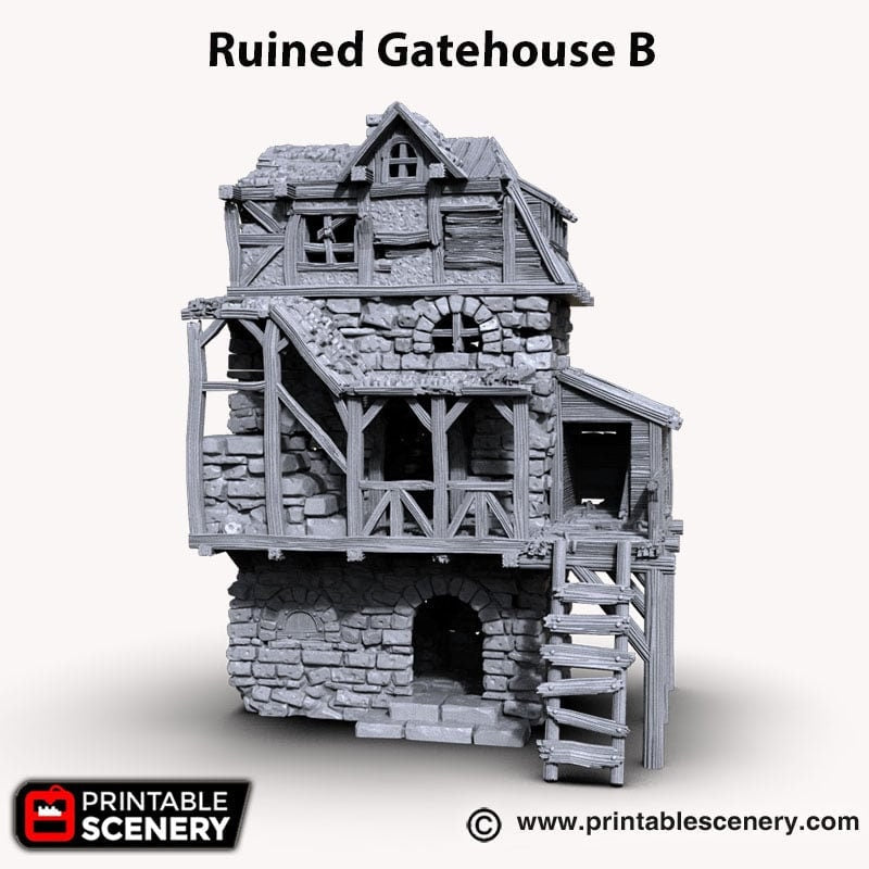 Ruined Gatehouse East Wing - Shadowfey Ruins, DnD, Pathfinder 15mm, 28mm, 32mm, wargaming scenery tabletop terrain, building
