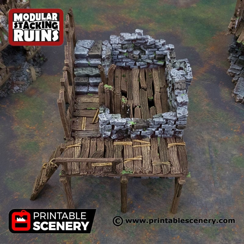 Ruined Gatehouse East Wing - Shadowfey Ruins, DnD, Pathfinder 15mm, 28mm, 32mm, wargaming scenery tabletop terrain, building