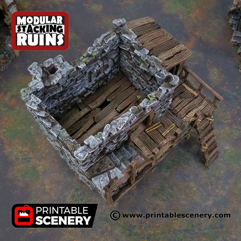 Ruined Gatehouse East Wing - Shadowfey Ruins, DnD, Pathfinder 15mm, 28mm, 32mm, wargaming scenery tabletop terrain, building