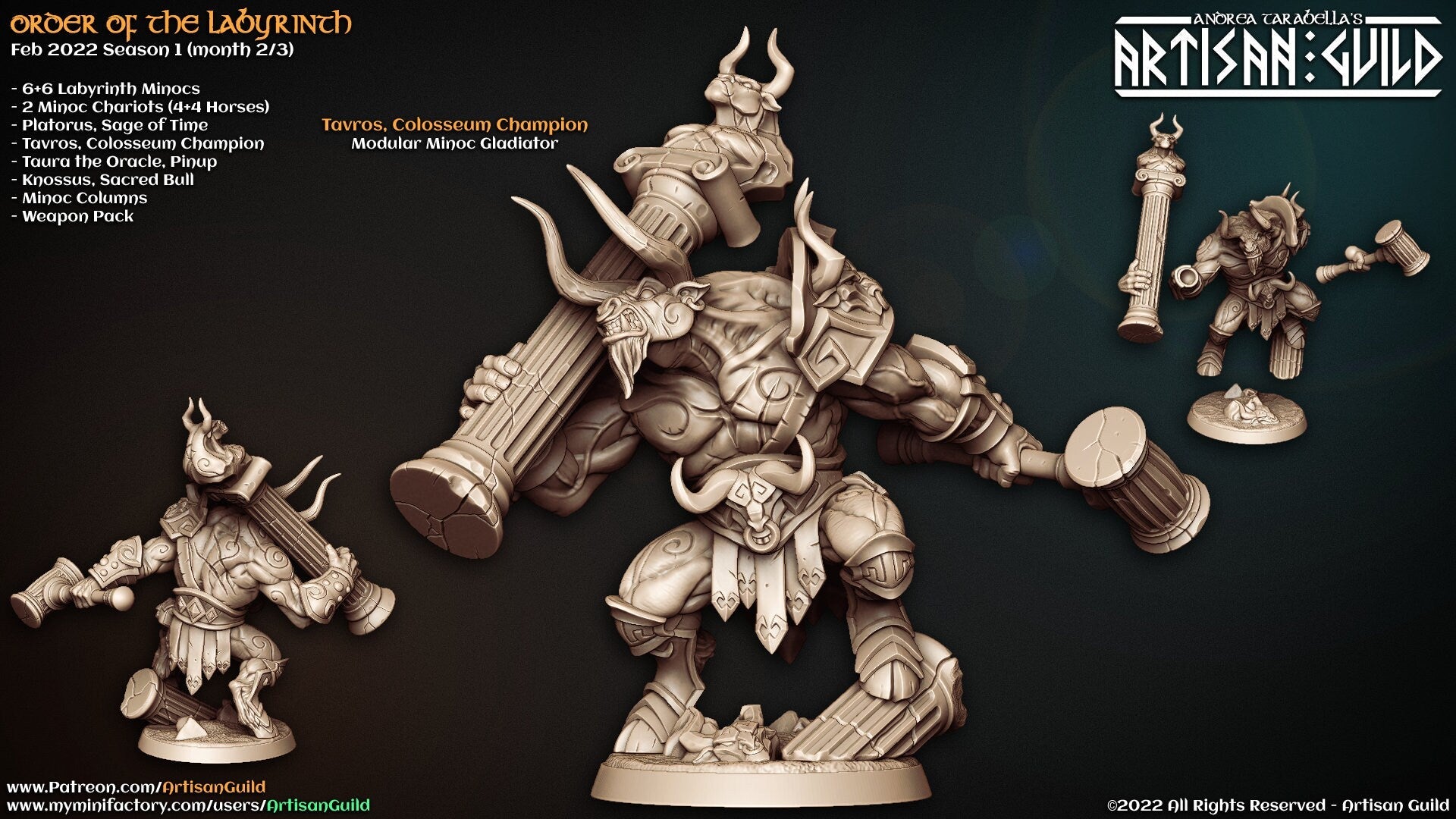 Tavros Colosseum Champion - Artisan Guild | Minotaur | Barbarian | Fighter | Male | Fantasy | Melee | Warrior, Frostgrave | DnD | Pathfinder