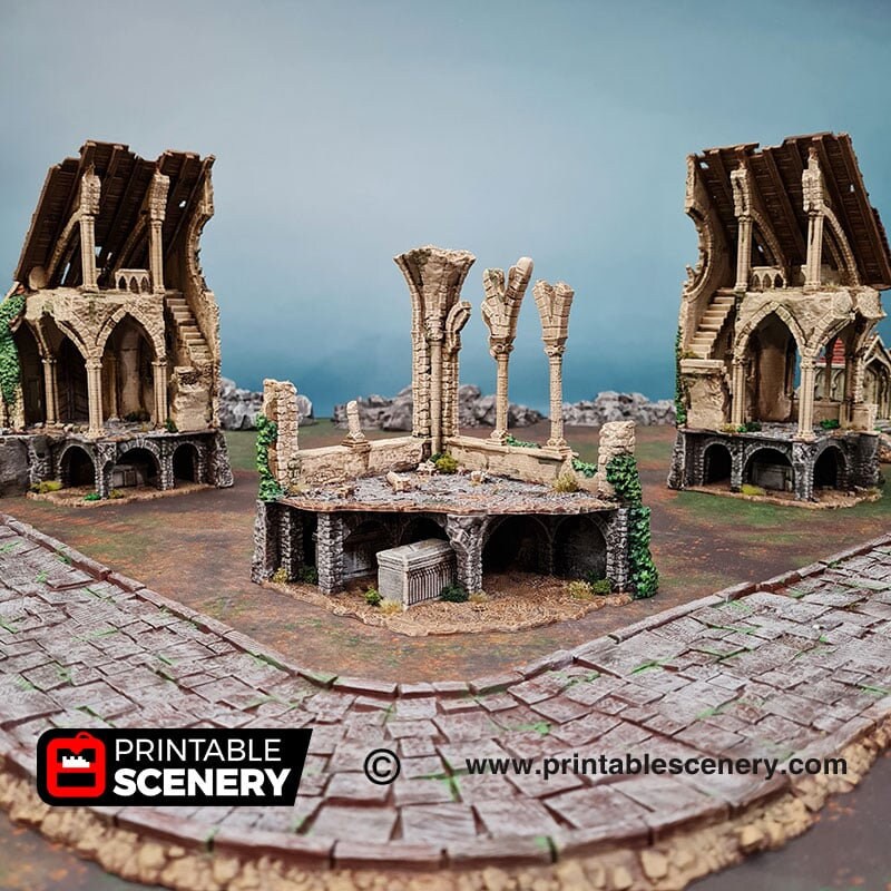 Ruined Nave and Chancel - Shadowfey Ruins, DnD, Pathfinder 15mm, 28mm, 32mm, wargaming terrain, Church, Cathedral, Ruins