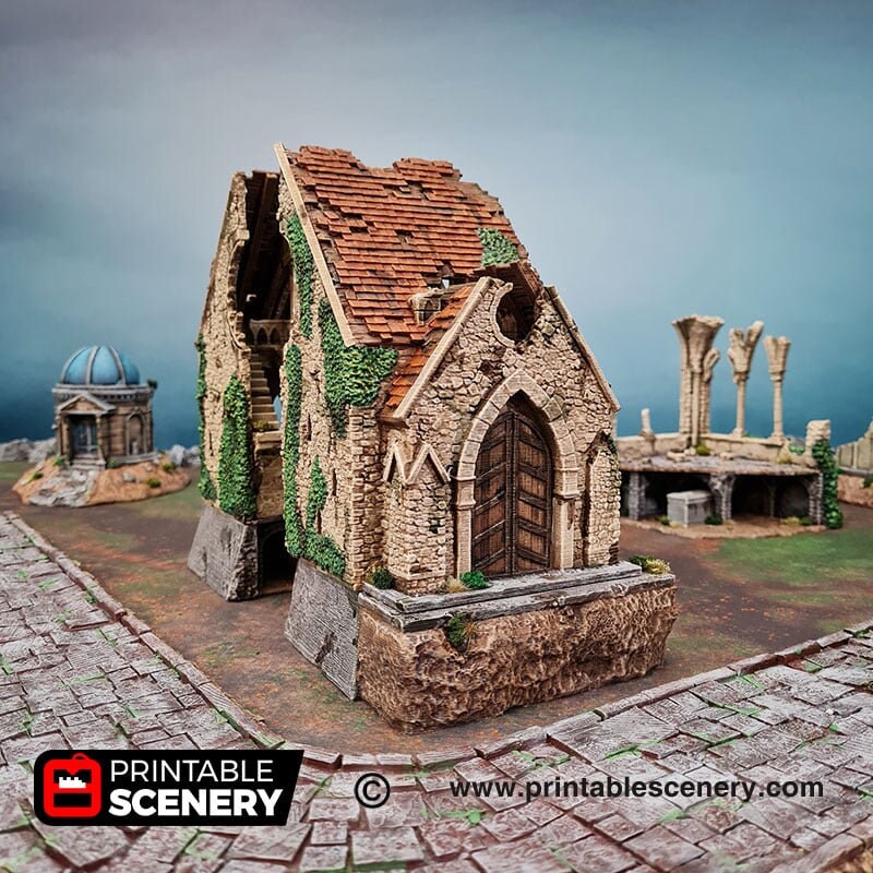 Ruined Nave and Chancel - Shadowfey Ruins, DnD, Pathfinder 15mm, 28mm, 32mm, wargaming terrain, Church, Cathedral, Ruins