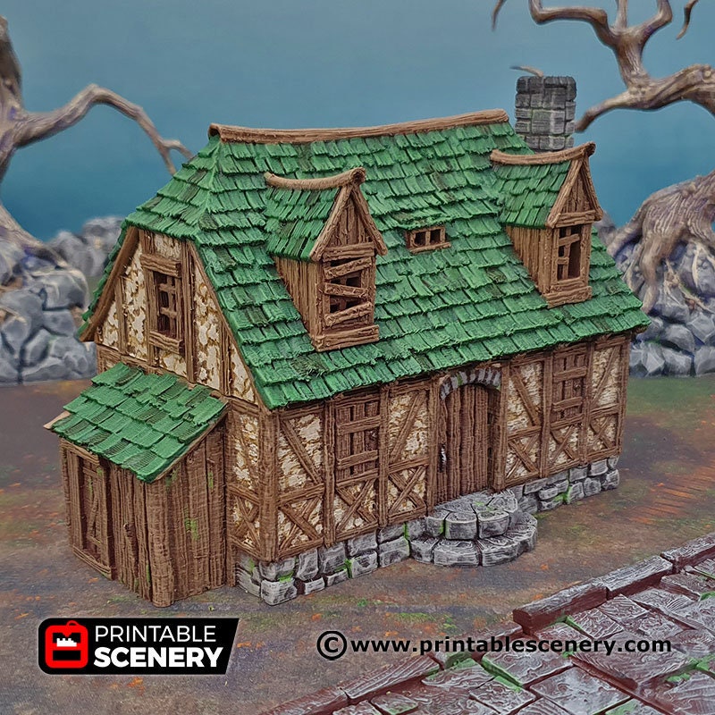 Perfectly Normal House - Shadowfey Ruins, DnD, Pathfinder 15mm, 28mm, 32mm, wargaming terrain scatter, building, medieval