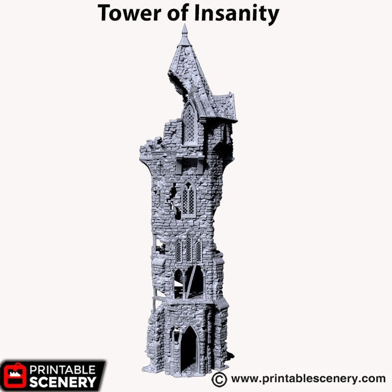 Tower of Insanity - Shadowfey Ruins, DnD, Pathfinder 15mm, 28mm, 32mm, wargaming scenery, tabletop terrain, building