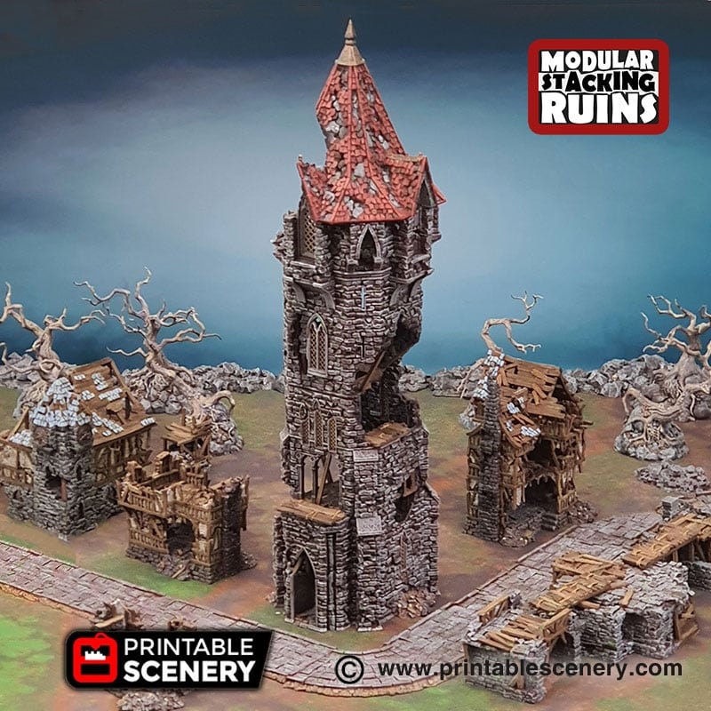 Tower of Insanity - Shadowfey Ruins, DnD, Pathfinder 15mm, 28mm, 32mm, wargaming scenery, tabletop terrain, building