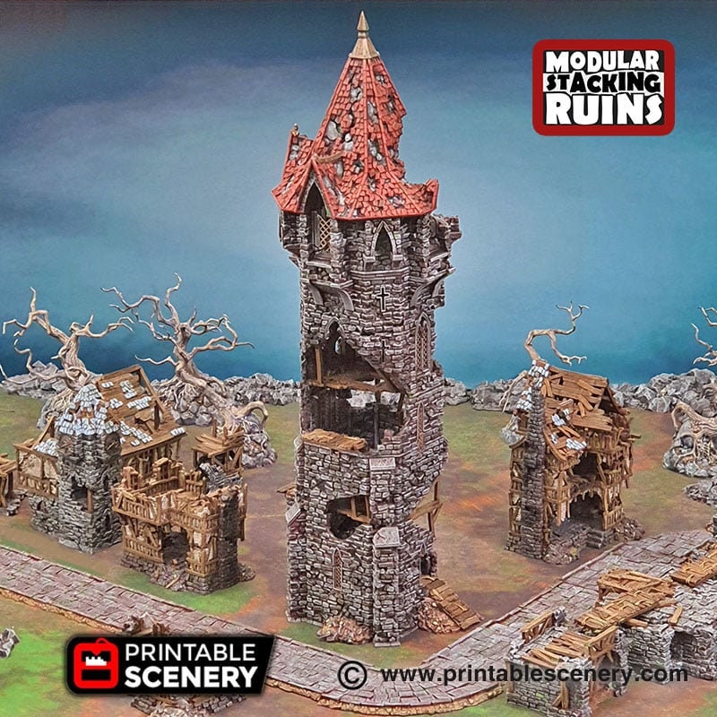 Tower of Insanity - Shadowfey Ruins, DnD, Pathfinder 15mm, 28mm, 32mm, wargaming scenery, tabletop terrain, building
