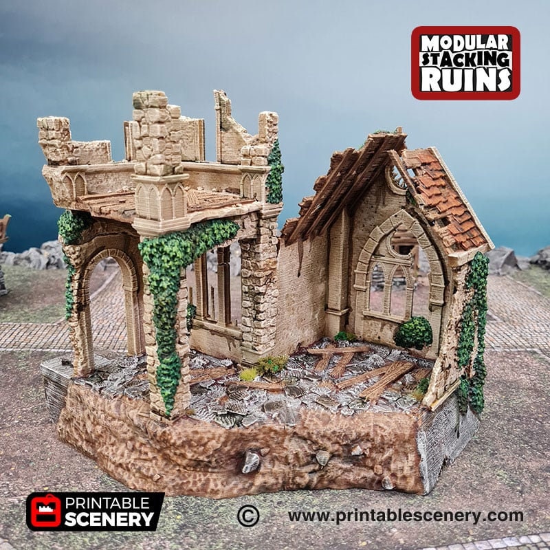 Bell Tower and Sept - Shadowfey Ruins, DnD, Pathfinder 15mm, 28mm, 32mm, wargaming scenery, belltower, building, D&D